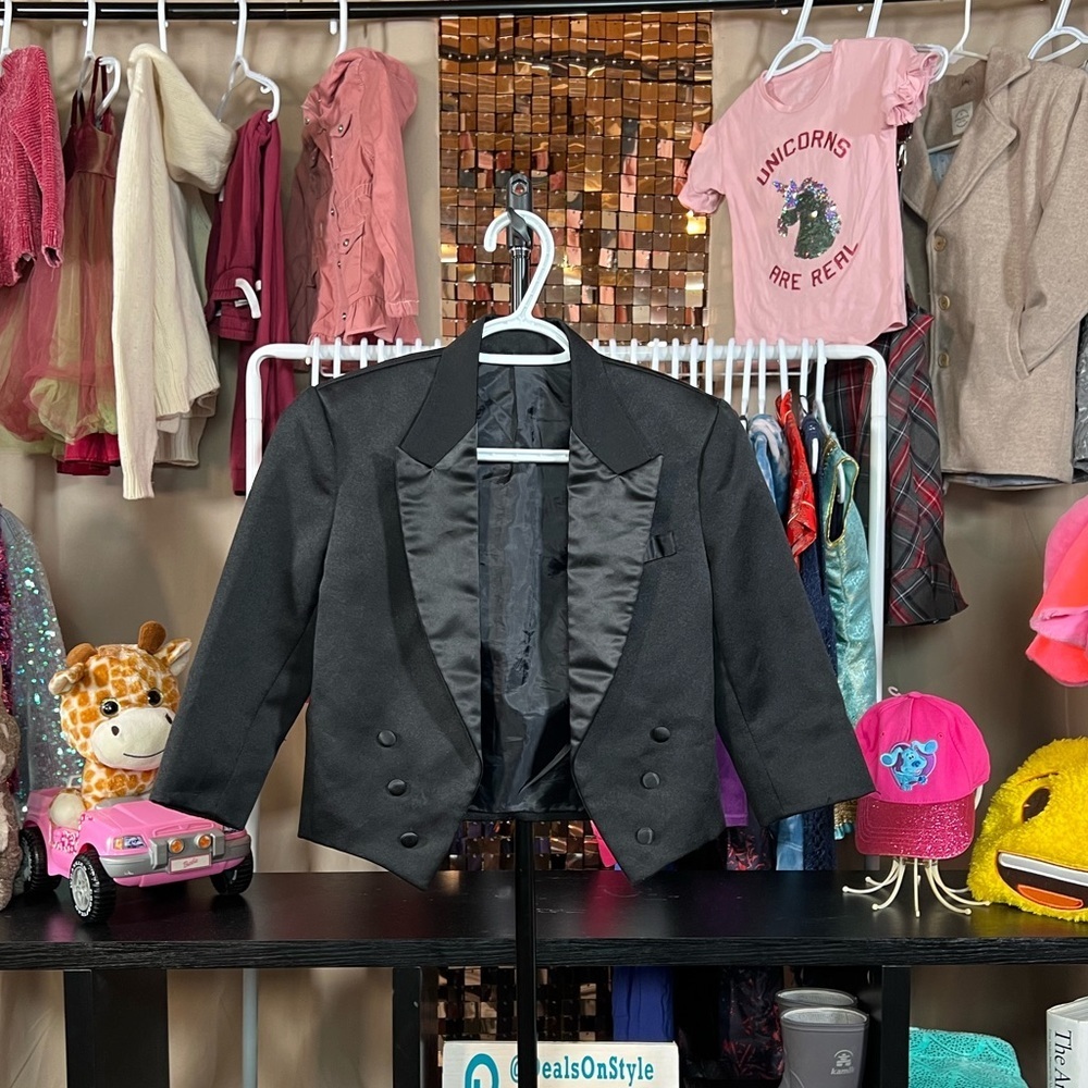 🎒superior Black Tuxedo Style Kids Blazer Size 10 YRS